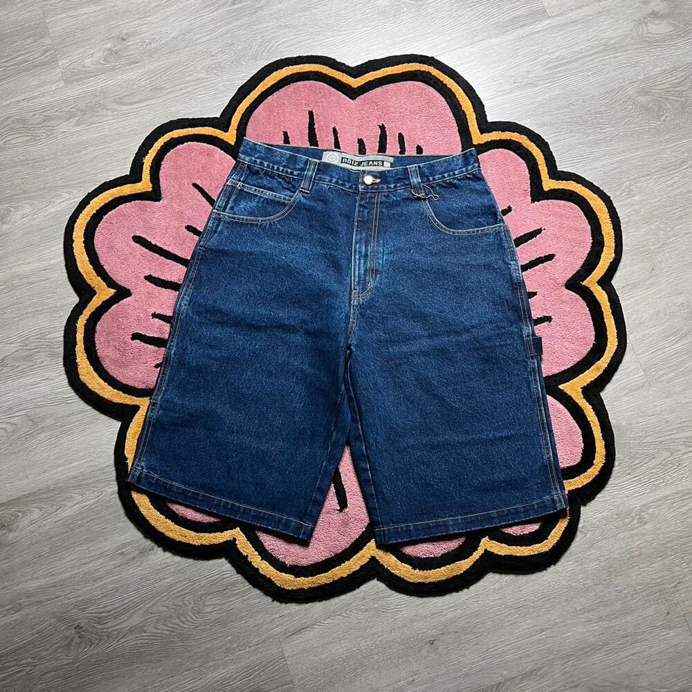Vintage Y2K Noiz Baggy Carpenter Denim Jean Shorts Size 36 Blue